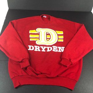 VTG 80s Dryden Sweatshirt Adult Extra Large Red & Yellow Faded Pullover Crewneck